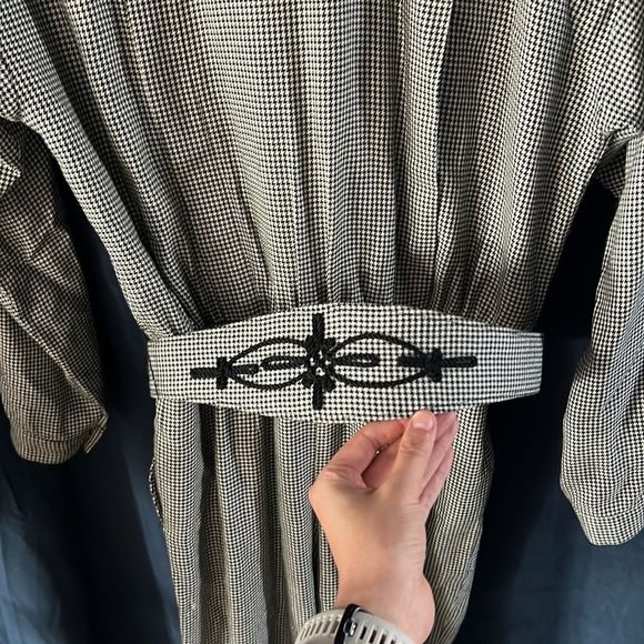 Vintage 80s Liz Claiborne Houndstooth Elegant Crossbody Romper, Size 10 (fits M) - Picture 6 of 7